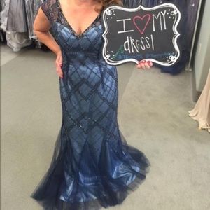 Jade Couture Navy Beaded Gown
